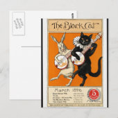 Antieke illustratie, De Zwarte Kat, 1896 Briefkaart (Voorkant / Achterkant)