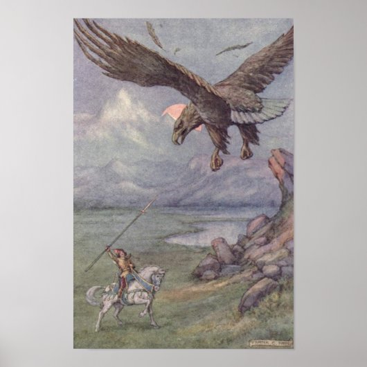 Antieke illustratie door Frank C. Pape "De Adelaar Poster (Voorkant)