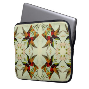 Antieke illustratie Kolibries en Bloemen Laptop Sleeve