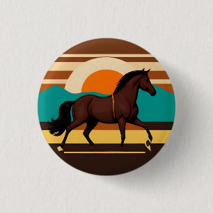 Antieke illustratie van een paard ronde button 3,2 cm