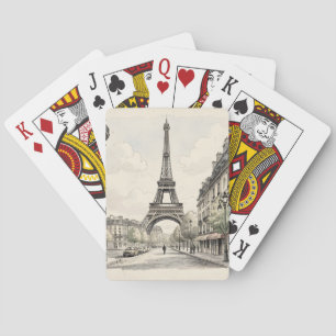 Antieke illustratie van een reis naar Parijs Pokerkaarten