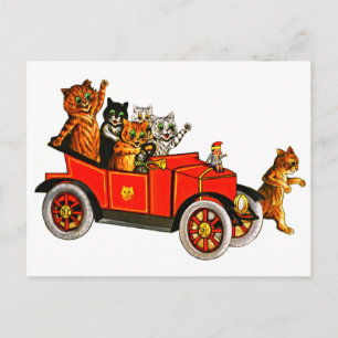 Antieke illustratie van Louis Wain met katten in a Briefkaart