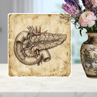 Antieke illustratie van pancreas anatomie tegeltje