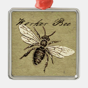 Antieke illustratie van werkbij - vintage insect metalen ornament