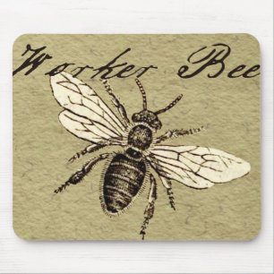 Antieke illustratie van werkbij - vintage insect muismat