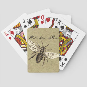 Antieke illustratie van werkbij - vintage insect pokerkaarten