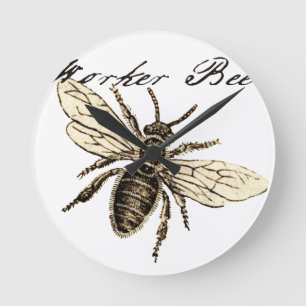 Antieke illustratie van werkbij - vintage insect ronde klok