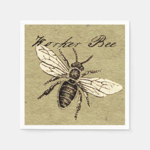 Antieke illustratie van werkbij - vintage insect servetten