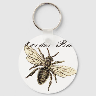 Antieke Illustratie van Werkbij - Vintage Insect Sleutelhanger