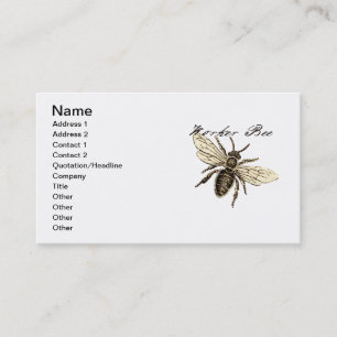 Antieke Illustratie van Werkbij - Vintage Insect Visitekaartje