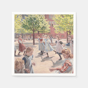 Antieke Impressionistische Zonnepark Kunst Servet