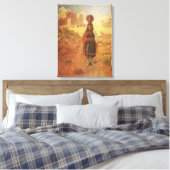 Antieke Indiase waterdrager door EW Rollins Canvas Afdruk (Insitu (Slaapkamer))