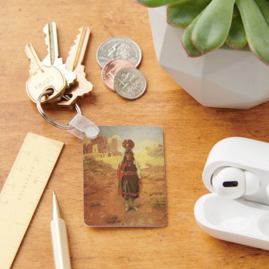 Antieke Indiase Waterdrager door EW Rollins Sleutelhanger (Bureau)