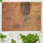Antieke Indiase Waterdrager door EW Rollins Theedoek (Gevouwen)