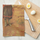 Antieke Indiase Waterdrager door EW Rollins Theedoek (Quarter Fold)