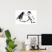 Antieke insecten dansen; Bromvlieg Poster (Thuiskantoor)