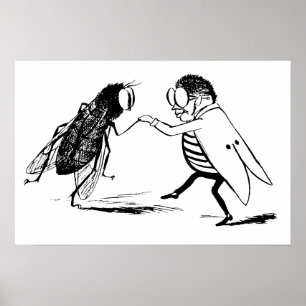 Antieke insecten dansen; Bromvlieg Poster