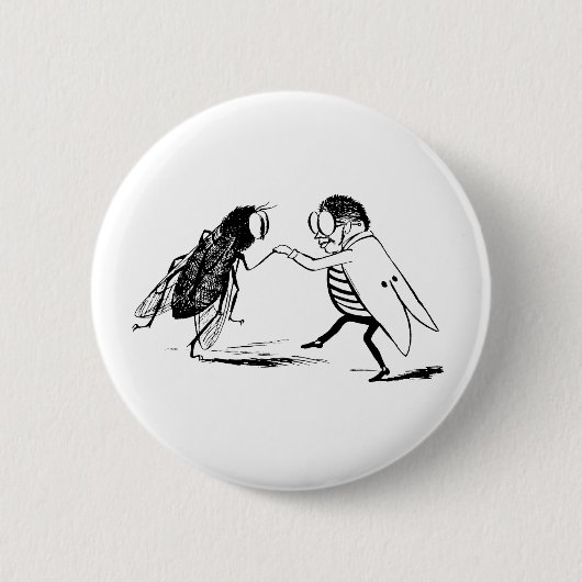 Antieke insecten dansen; Bromvlieg Ronde Button 5,7 Cm (Voorkant)
