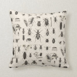 Antieke insecten Entomologie Kussen
