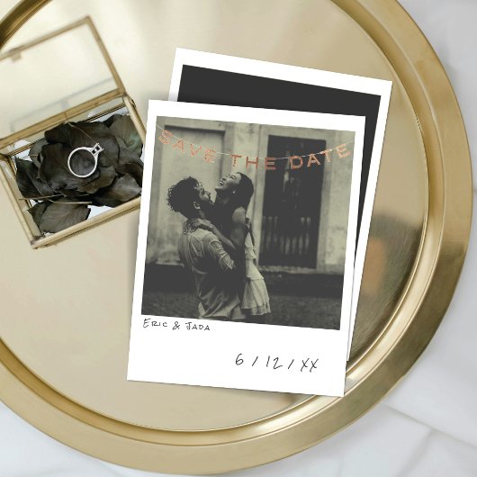 Antieke Instant Foto Save The Date Kaart
