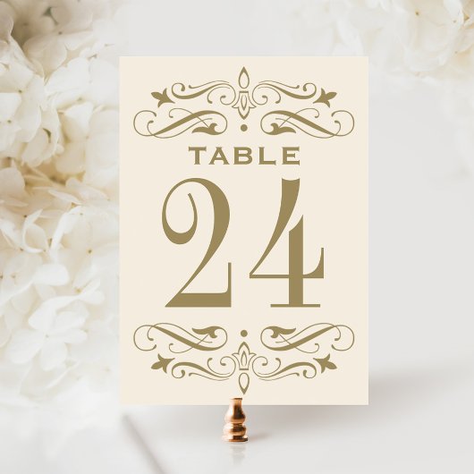 Antieke Ivoor Antieke Gouden Tafel Nummerkaart Kaart