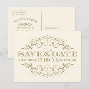 Antieke ivoren gouden opsmuk Save the Date Aankondigingskaart