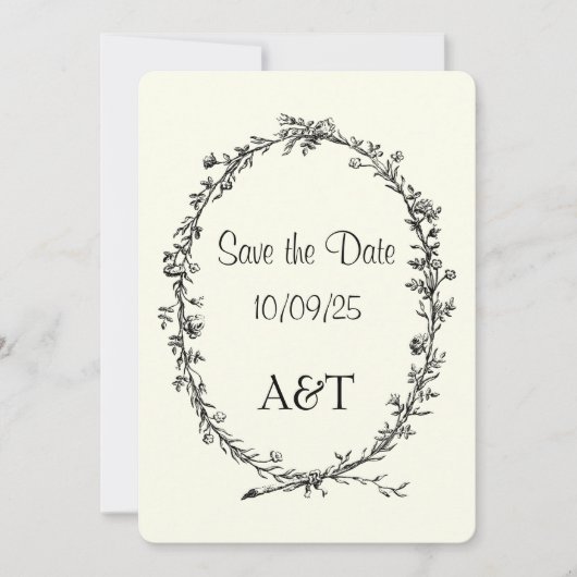 Antieke ivoren save the date kaart (Voorkant)