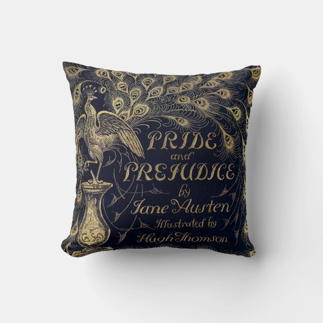 Antieke Jane Austen Pride and Prejudice Pauw Kussen (Voorkant)