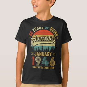 Antieke januari 1946 Oude 80ste verjaardag Mannen T-shirt