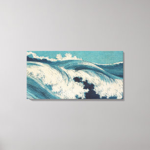 Antieke Japanse Blauwe Golven Oceaanprint Canvas Afdruk