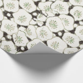 Antieke Japanse bloemmotief uit 1902: Zwarte witte Cadeaupapier (Hoek)