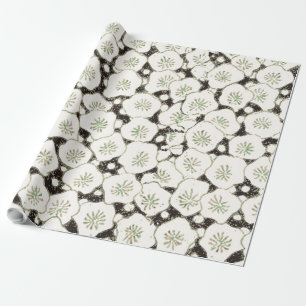 Antieke Japanse bloemmotief uit 1902: Zwarte witte Cadeaupapier