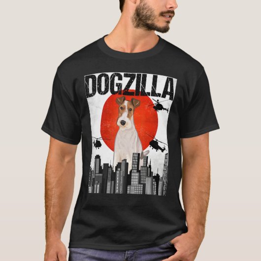 Antieke Japanse Dogzilla Wire Fox Terrier T-shirt (Voorkant)