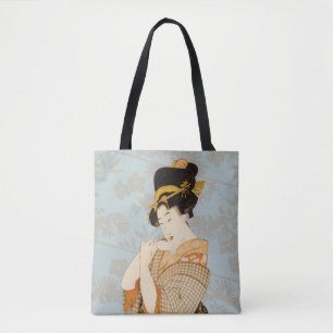 Antieke Japanse geisha-danseres in kimono Tote Bag