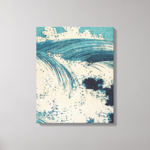 Antieke Japanse houtsnede blauwe oceaangolvenprint Canvas Afdruk