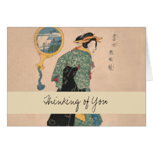 Antieke Japanse Kimono Vrouw Ukiyo-e Houtsnede