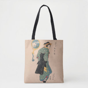 Antieke Japanse Kimono Vrouw Ukiyo-e Houtsnede Tote Bag