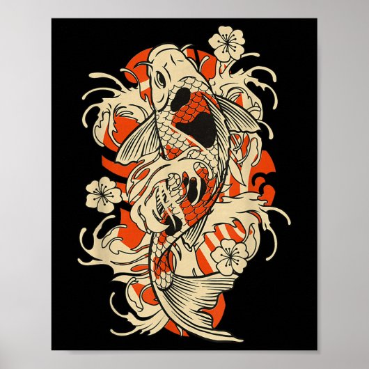 Antieke Japanse Koi Vis Japan Poster (Voorkant)