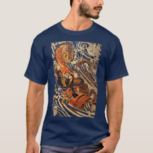Antieke Japanse kunst die vecht met een reuzensala T-shirt