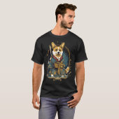 Antieke Japanse Samurai Corgi Hond T-shirt (Voorkant volledig)