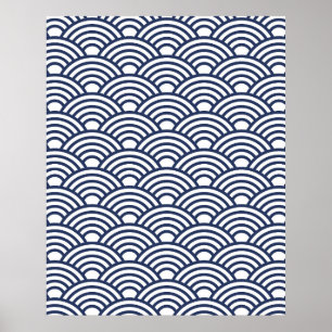 Antieke Japanse Seigaiha-golven Poster