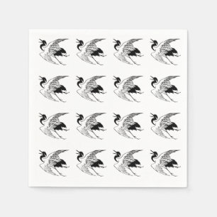 Antieke Japanse tekening van een kraanvogel Servet