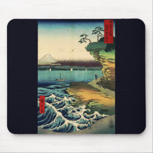 Antieke Japanse Ukiyo-e Mt. Fuji 房州保田ノ海岸 Muismat
