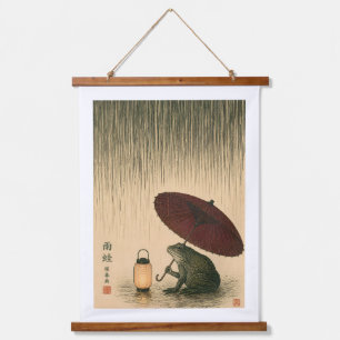Antieke Japanse Ukiyo-e Regenpad met Paraplu  Hangend Wandkleed
