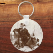 Antieke Jongen Met Hond Sleutelhanger (Voorkant)