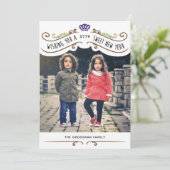 Antieke Joodse Zoete Nieuwjaars Fotokaart – Wit Feestdagenkaart (Staand voorkant)