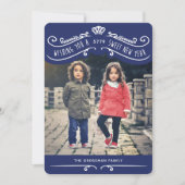 Antieke Joodse Zoete Nieuwjaarsfotokaart – Blauw Feestdagenkaart (Voorkant)