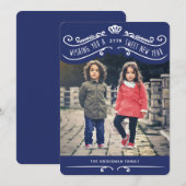 Antieke Joodse Zoete Nieuwjaarsfotokaart – Blauw Feestdagenkaart (Voorkant / Achterkant)