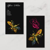 ANTIEKE JUFFERLIBELLE SIEGELRING ;Zwart Roze Visitekaartje (Voorkant / Achterkant)