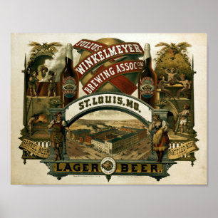 Antieke Julius Winkelmeyer Brouwerij Bieradvertent Poster